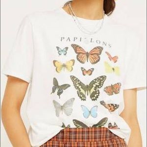 Urban Outfitters White Papillons Butterfly Tee M
